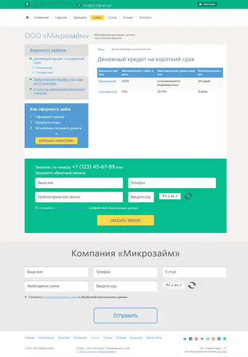 Адаптивный сайт микрофинансовой организации