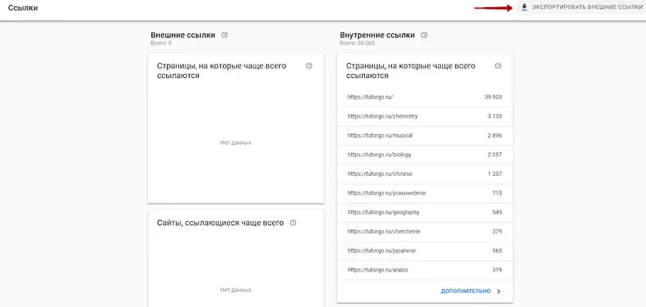 Ссылки в Google Search Console