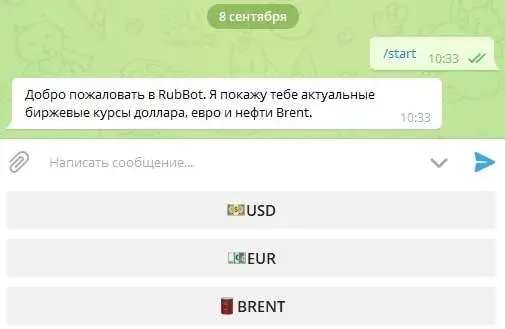 Работа бота в Телеграм