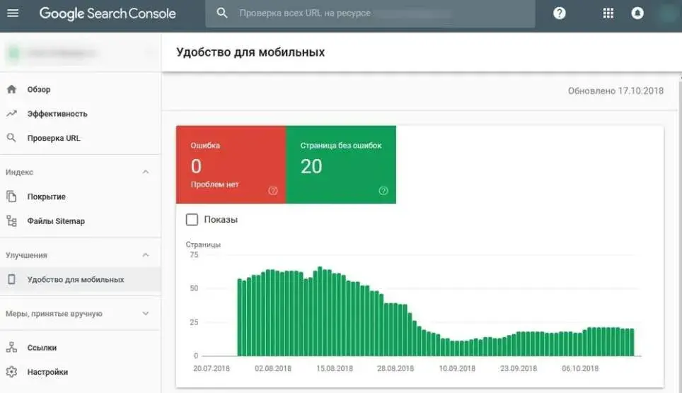 Проверка мобильной версии в Google Search Console