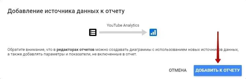 Добавление данных к отчету в Google Data Studio для бизнеса