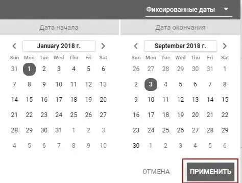 Даты отчета в Google Data Studio для бизнеса