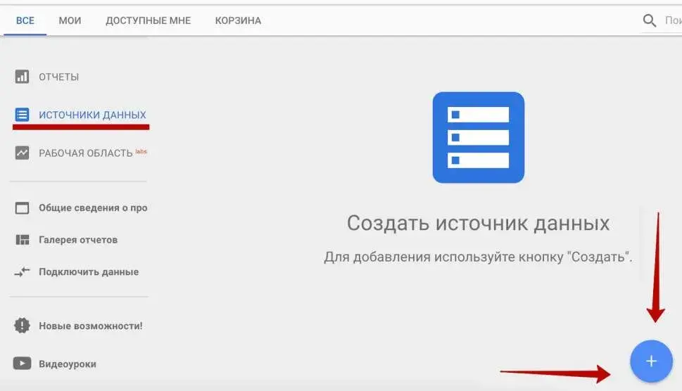 Интеграция источника данных в Google Data Studio для бизнеса