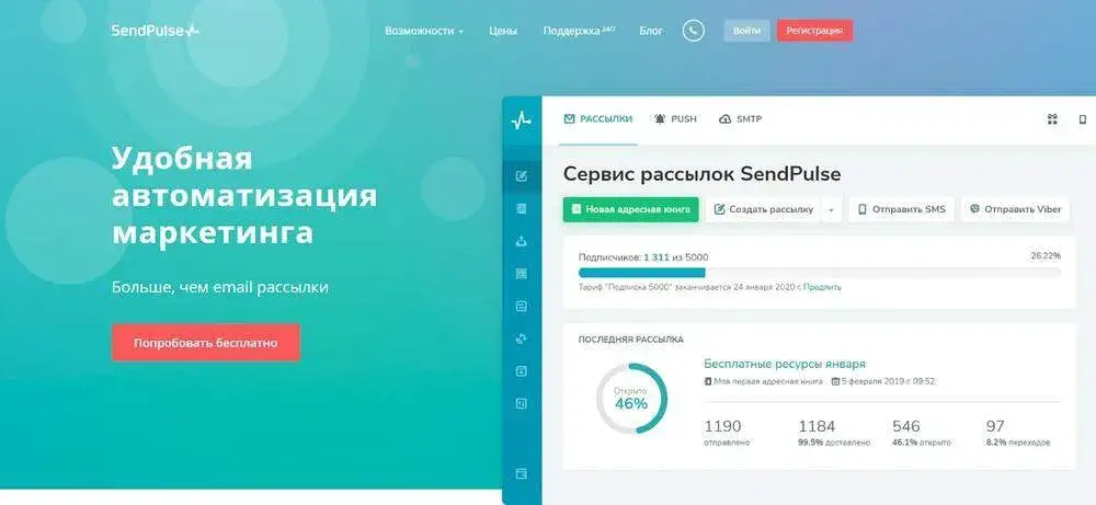 Сервис для e-mail рассылок SendPulse