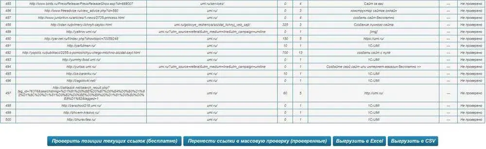 Список внешних ссылок на сайт в XTOOL
